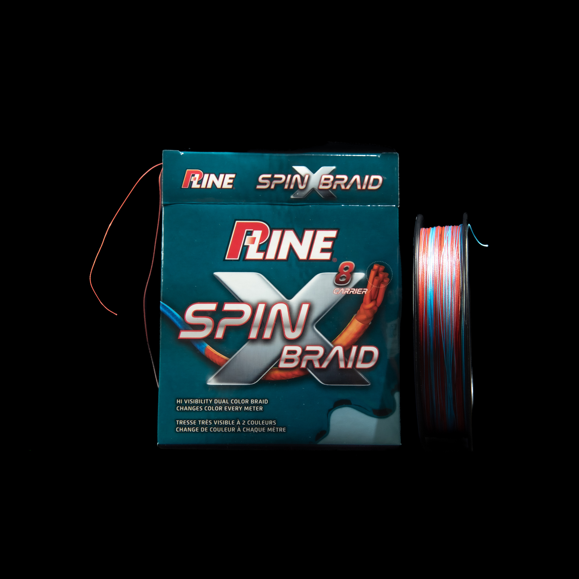 Tresse P-LINE SPIN-X BRAID 150 YD. (ORANGE/HI VIS BLUE) – Image 2