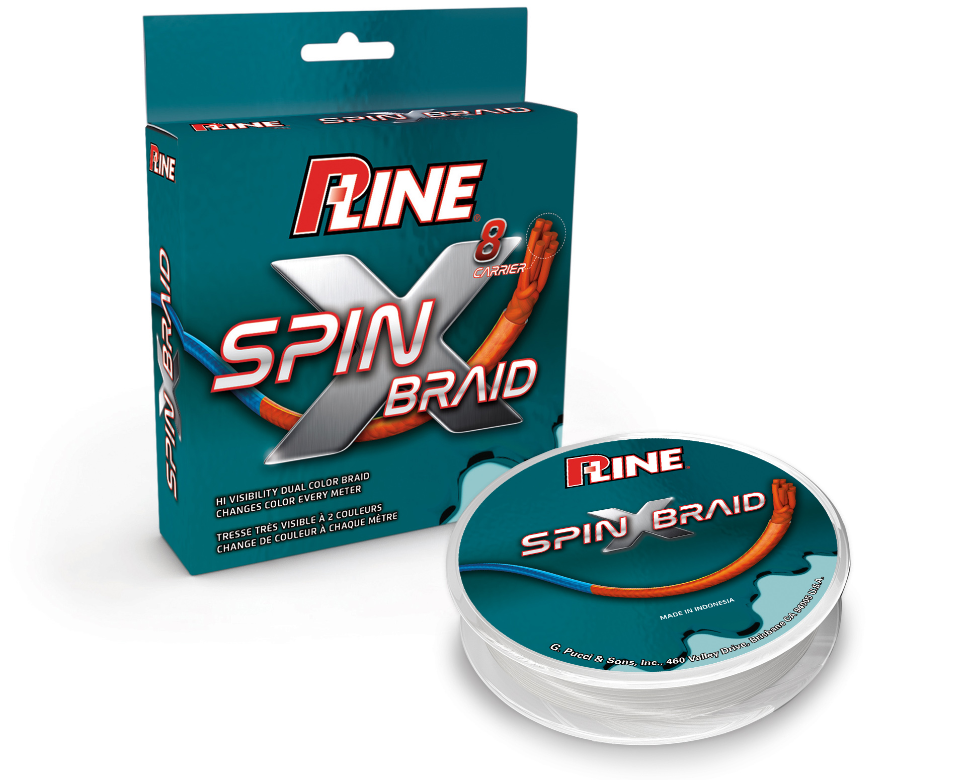 Tresse P-LINE SPIN-X BRAID 150 YD. (ORANGE/HI VIS BLUE) – Image 3